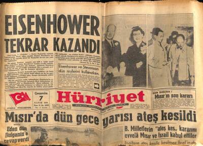 Hürriyet Gazetesi 7 Kasım 1956 - Mısırda Dün Gece Yarısı Ateş Kesildi GZ76698 - 1