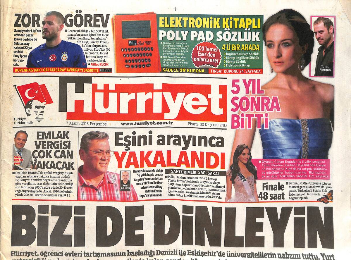 Hürriyet Gazetesi 7 Kasım 2013 - Aziz Yıldırım: Fenerbahçe'nin İçine Siyaset Giremez! - Beşiktaş'tan Ayrılığın Son Sinyali! GZ136977 - 1