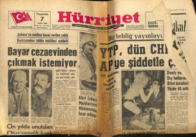 Hürriyet Gazetesi 7 Mart 1963 - Celal Bayar Ceza Evinden Çıkmak İstemiyor GZ54906 - 1