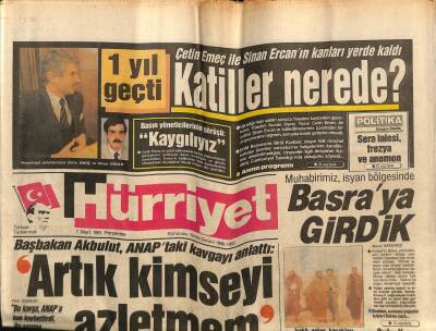 Hürriyet Gazetesi 7 Mart 1991 - Yıldırım Akbulut ANAPtaki Kavgayı Anlattı GZ64348 - 1
