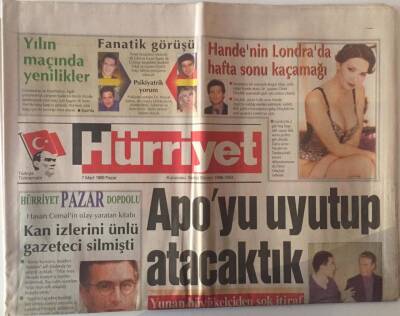 Hürriyet Gazetesi 7 Mart 1999 - Yunan Büyük Elçiden Şok İtiraf Apoyu Uyutup Atacaktık GZ16710 - 1