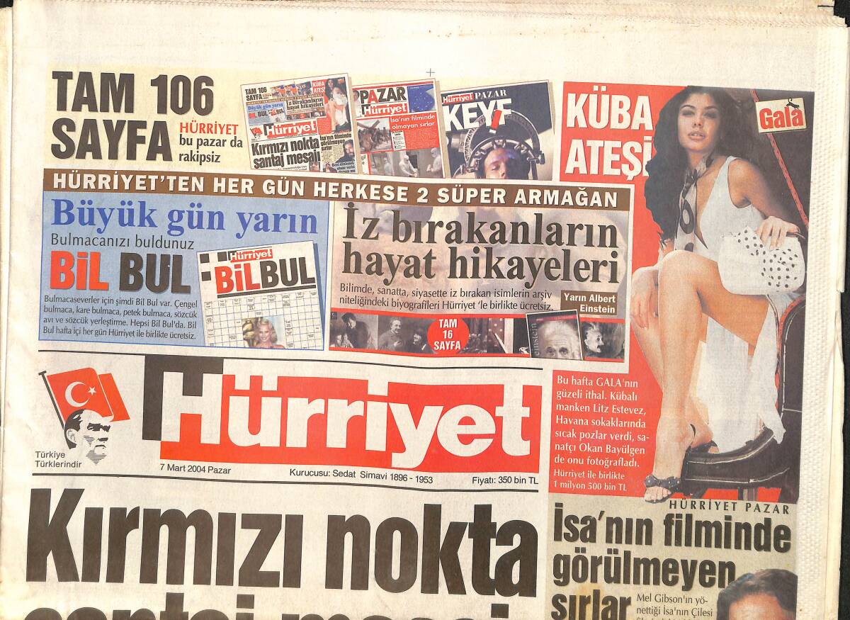 Hürriyet Gazetesi 7 Mart 2004 - Aziz Yıldırım: Kavgayı Fener İçin Yapın - Zeynep Özal'ın Daha Çok İşi Var GZ3771 - 1