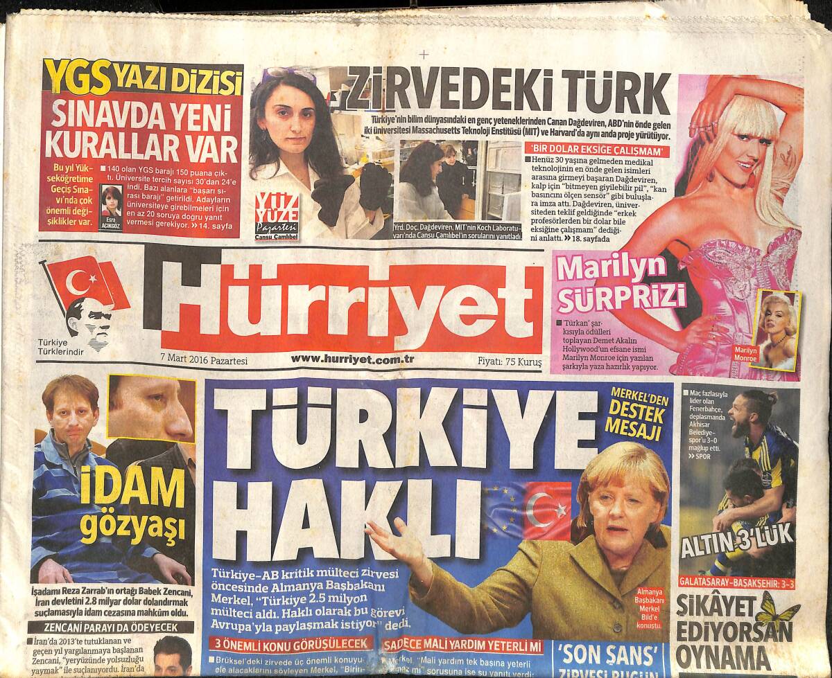 Hürriyet Gazetesi 7 Mart 2016 - Amerika'ya İlk Otomobil İhracatı - Hacı Ve Memduh Boydak Tutuklandı GZ160103 - 1