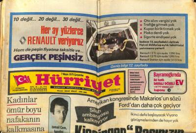 Hürriyet Gazetesi 7 Mayıs 1975 - Amerikan Kongresinde Makarios`un Sözü Ford`dan Daha Çok Geçiyor GZ88199 - 1