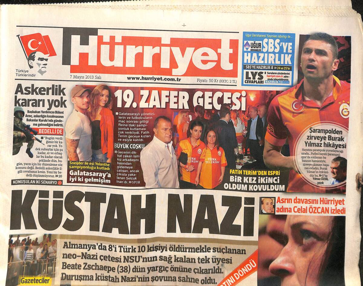 Hürriyet Gazetesi 7 Mayıs 2013 - 3.Havalimanına Kara Operasyonu - Galatasaray'a 137 Milyon Euro GZ160102 - 1