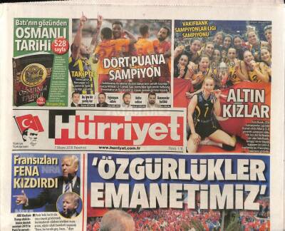 Hürriyet Gazetesi 7 Mayıs 2018 - Vakıfbank , CEV Şampiyonlar Liginde Rumen Ekibi Albayı 3-0 Yenerek Şampiyon Oldu GZ84359 - 1