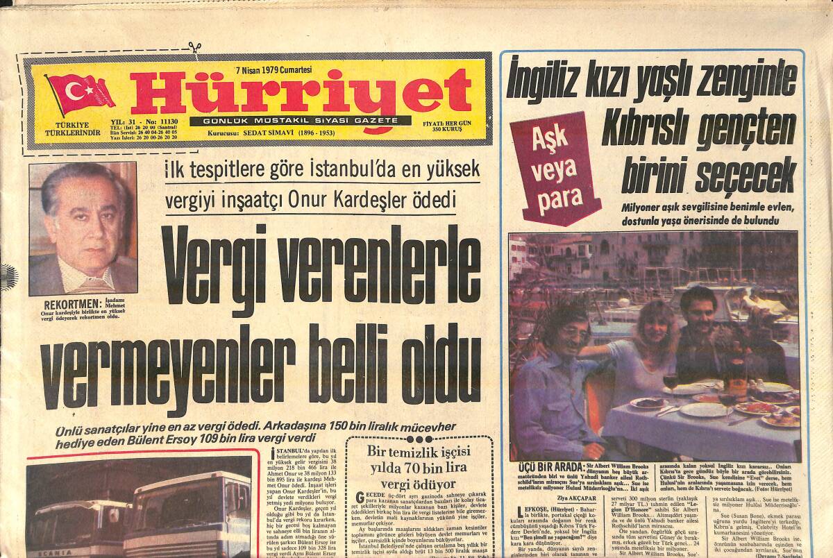 Hürriyet Gazetesi 7 Nisan 1979 - Pakistanlı Kadınlar Butto İçin Ağlıyor - Fenerbahçe Şampiyonluk Hesapları Yapıyor GZ156698 - 1