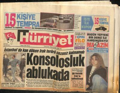 Hürriyet Gazetesi 7 Nisan 1991 - İstanbulda Kan Döken Irak Terörü Cezasız Kalmamalı - Şeker Hastalarına Diyabet Künyesi GZ120872 - 1