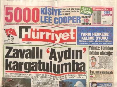 Hürriyet Gazetesi 7 Nisan 1992 - İran , Irakı Bombaladı GZ62499 - 2