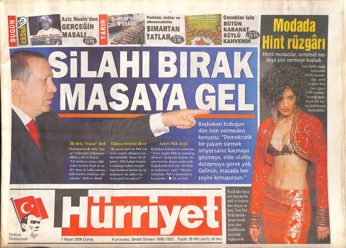Hürriyet Gazetesi 7 Nisan 2006 - Aziz Nesin'den Gerçeğin Masalı - Şehit Cenazesinde Komutana Tezahürat GZ137956 - 1