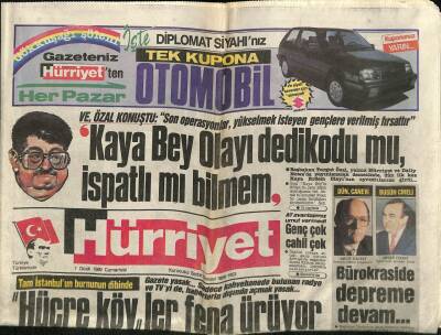 Hürriyet Gazetesi 7 Ocak 1989 - Bürokraside Depreme Devam... GZ60782 - 1