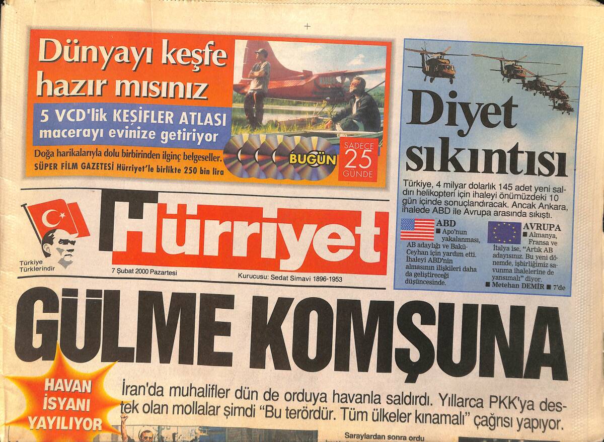 Hürriyet Gazetesi 7 Şubat 2000 - Timsah Kavgasını Mollalar Kazandı - İran'da Muhalifler Dün de Orduya Havanla Saldırdı GZ155337 - 1
