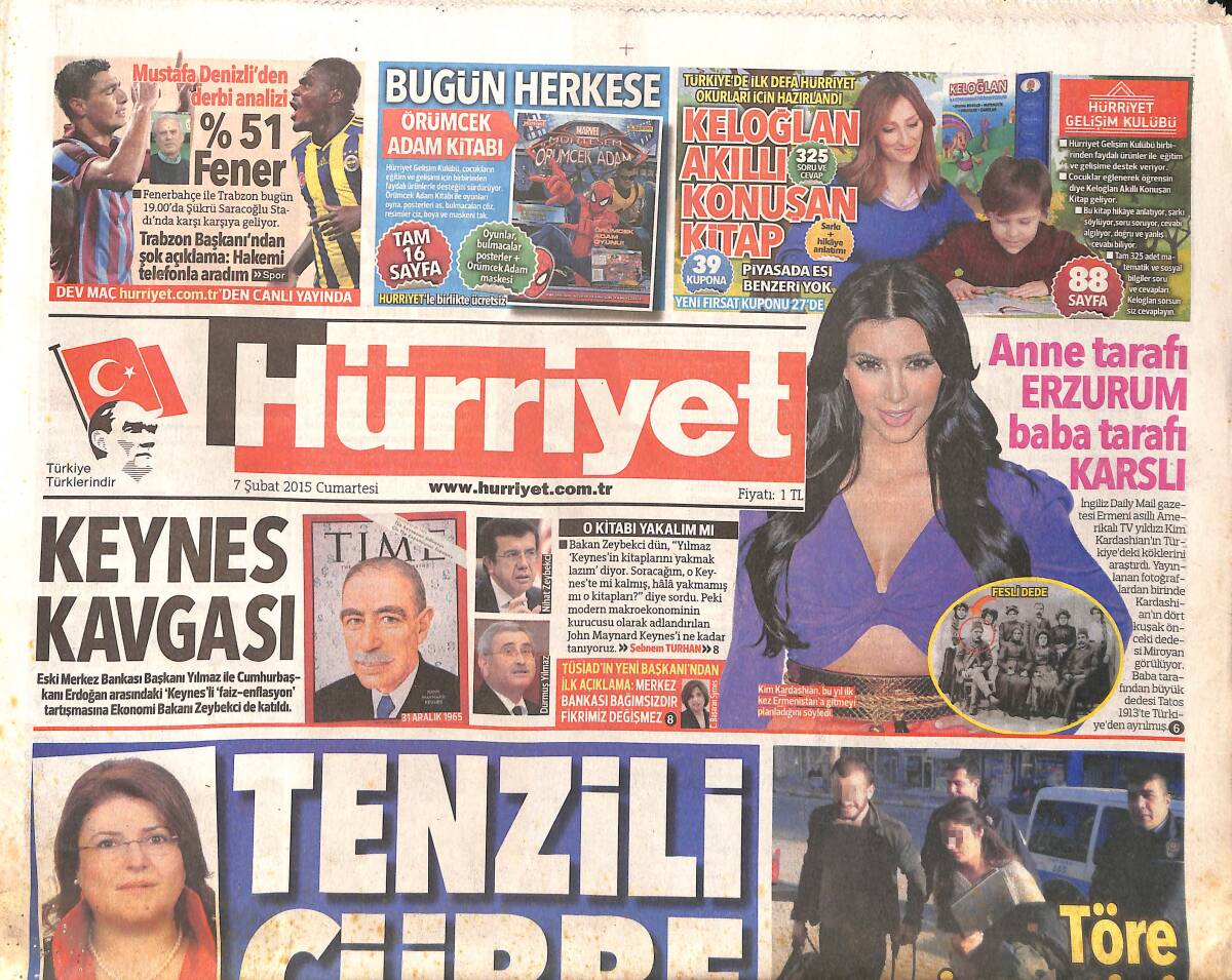 Hürriyet Gazetesi 7 Şubat 2015 - TL'ye ABD Darbesi - Keynes Kavgası GZ160224 - 1