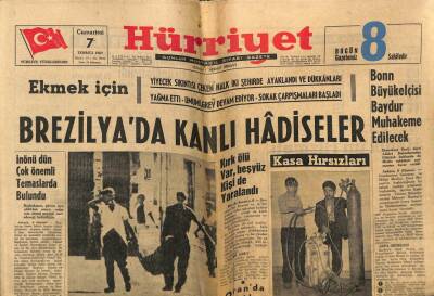 Hürriyet Gazetesi 7 Temmuz 1962 - Brezilyada Kanlı Hadiseler , 40 Ölü Var , 500 Kişi de Yaralandı GZ72579 - 2