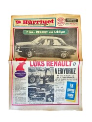 Hürriyet Gazetesi 7 Temmuz 1973 - Renault 12 TS Tanıtım Reklamı GZ157630 - Gökçekoleksiyon