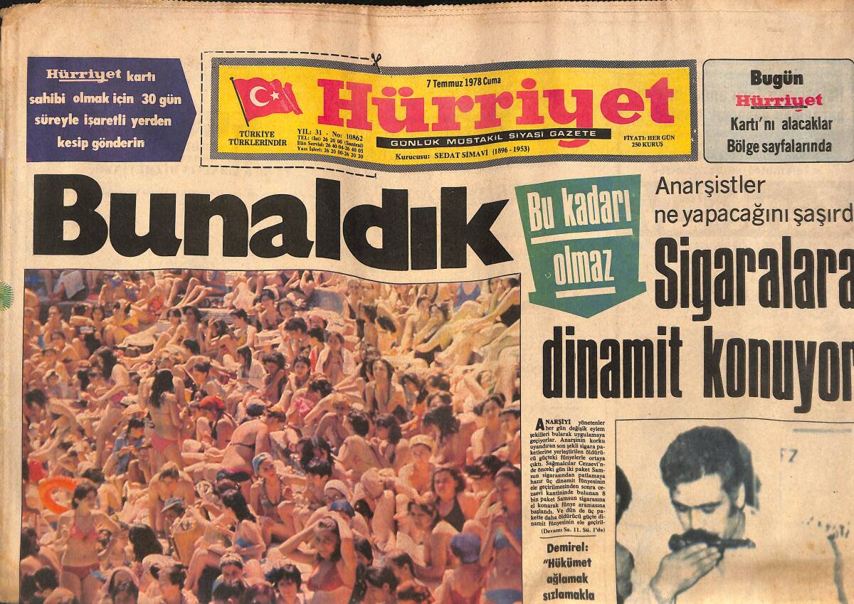 Hürriyet Gazetesi 7 Temmuz 1978 - DR. Barnard Bir Esmerle Gönül Eğlendiriyor - Gönül Yazar Ve Hülya Koçyiğit Gazino Afişi GZ134306 - 1