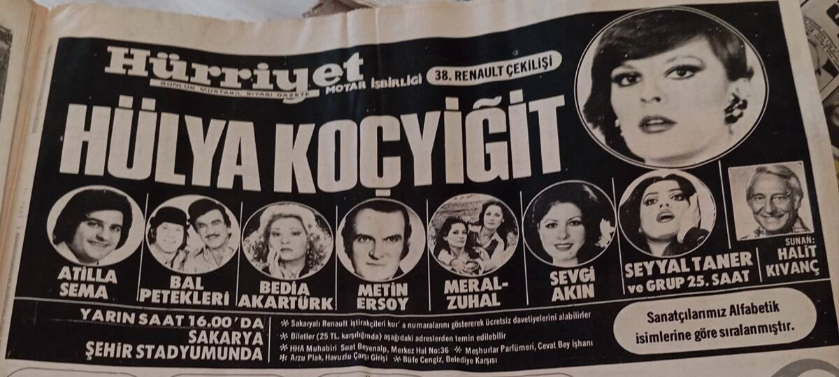 Hürriyet Gazetesi 7 Temmuz 1978 - DR. Barnard Bir Esmerle Gönül Eğlendiriyor - Gönül Yazar Ve Hülya Koçyiğit Gazino Afişi GZ134306 - 2
