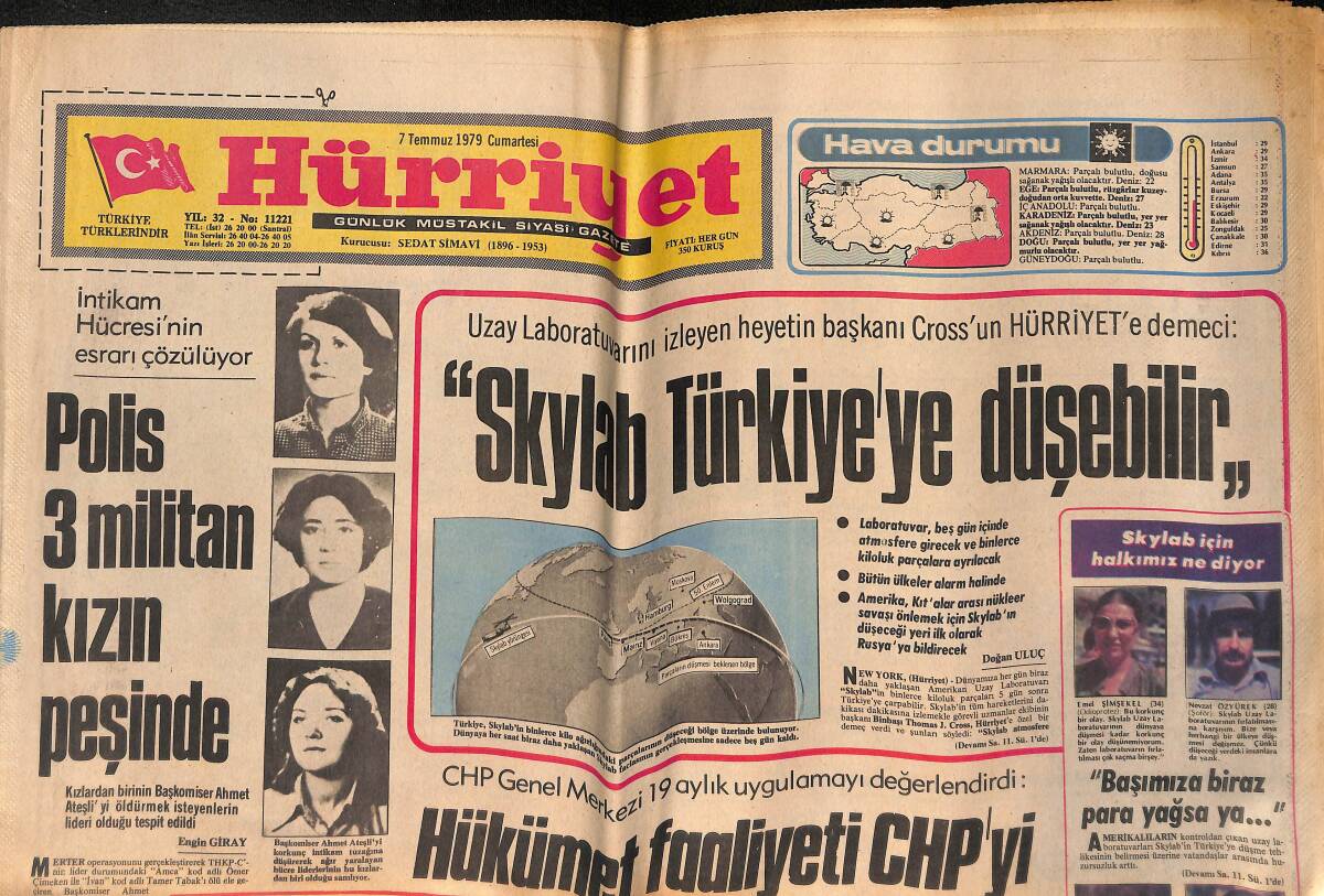Hürriyet Gazetesi 7 Temmuz 1979 - Meksika Körfezi Yanıyor - Solelli'yi Toprağa Verdik - Cevher Özden Fener'e 25 Milyon Vermeye Hazırım GZ132784 - 1