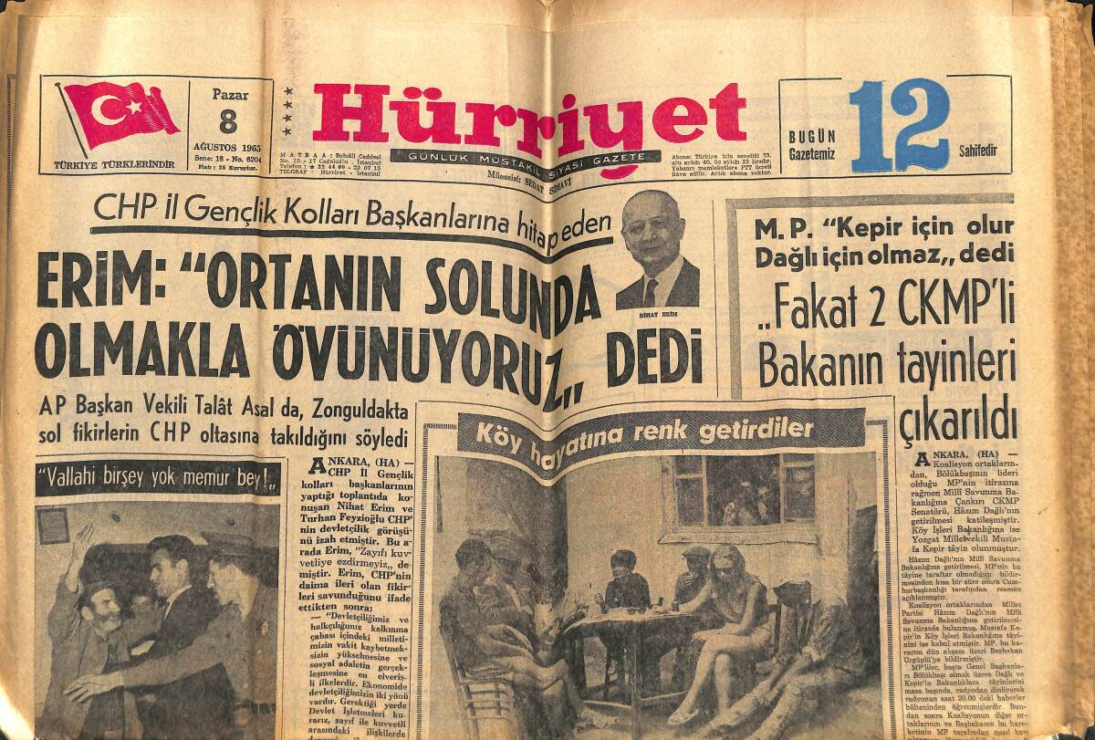 Hürriyet Gazetesi 8 Ağustos 1965 - Hülya Koçyiğit Sarışın Oldu - Rumlar Türk Kesimine Giden Otobüslerden Benzin Çalıyor GZ143113 - 1
