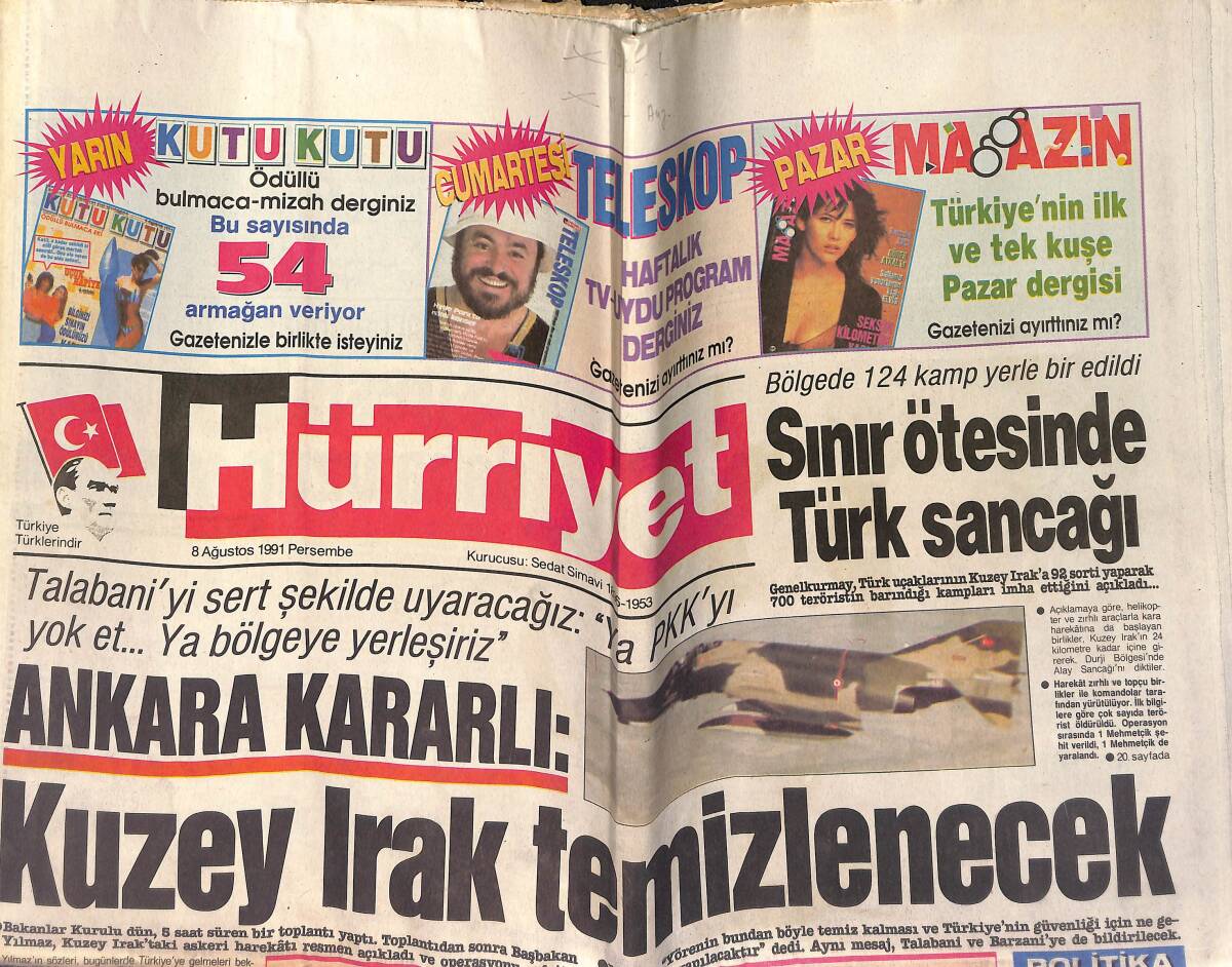 Hürriyet Gazetesi 8 Ağustos 1991 - Fener'in Başkent Ziyareti - Tom Cruise Karısını Kıskanmıyor GZ153332 - 1