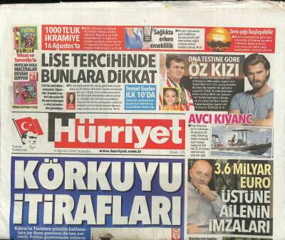 Hürriyet Gazetesi 8 Ağustos 2018 - Trumptan Dünyaya İranla Ticaret Resti GZ113039 - 1