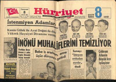 Hürriyet Gazetesi 8 Aralık 1962 - Kasım Gülek İle Avni Doğan da Dün Yüksek Haysiyet Divanına Verildi GZ67436 - 2