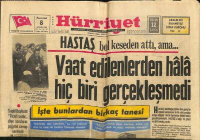 Hürriyet Gazetesi 8 Aralık 1969 - Hastaş İçin Hükümetin Tedbir Alması Talep Edildi GZ117894 - 1