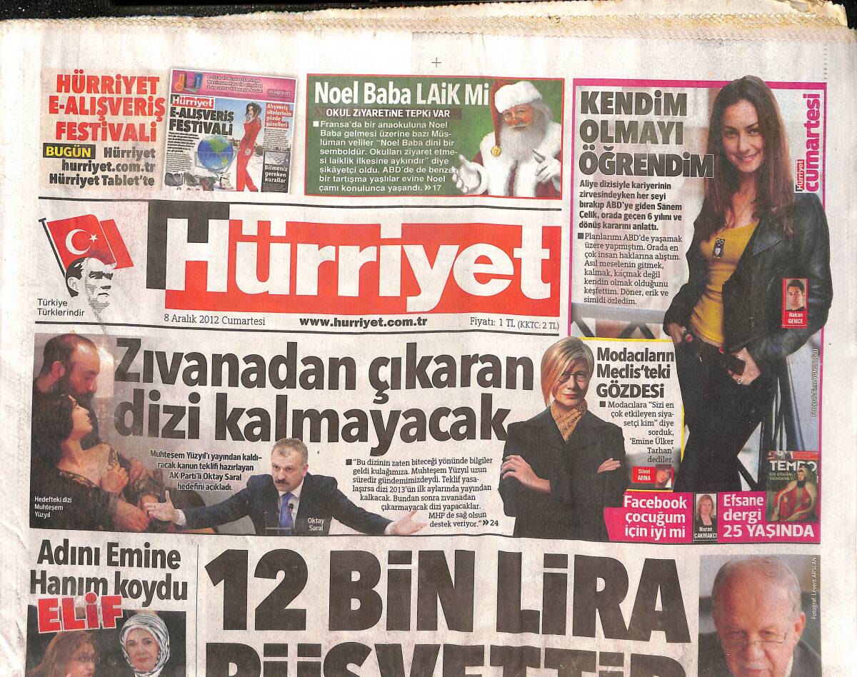 Hürriyet Gazetesi 8 Aralık 2012 - Emine Erdoğan Bakan Fatma Şahin'in Ricasını Kırmadı! - Olcay Aybaba'nın Kaçırdığı Goller Saç Yolduruyor! GZ136838 - 1
