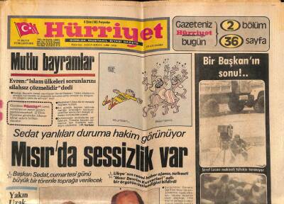 Hürriyet Gazetesi 8 Ekim 1981 - Mısırda Sessizlik Var GZ54589 - 1