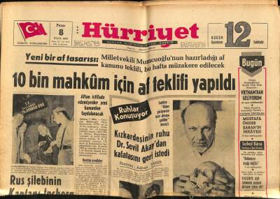 Hürriyet Gazetesi 8 Eylül 1963 - 10 Bin Mahkum İçin Af Teklifi Yapıldı GZ72086 - 2