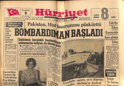 Hürriyet Gazetesi 8 Eylül 1965 - Pakistan , Hint Taarruzunu Püskürttü GZ77759 - 1