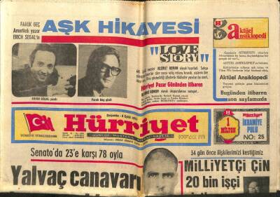 Hürriyet Gazetesi - 8 Eylül 1971 - Milliyetçi Çin 20 Bin İşçi İstiyor GZ99322 - 1