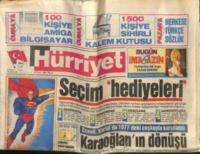 Hürriyet Gazetesi 8 Eylül 1991 - Doğum Günü Hediyesi GZ58687 - 1