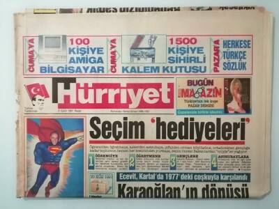 Hürriyet Gazetesi 8 Eylül 1991 Ecevit Kartalda 1977deki Çoşkuyla Karşılandı -GZ33000 - 1