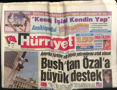 Hürriyet Gazetesi 8 Haziran 1991 - Amerika Türkiyenin Büyük Yatırımlarına Ortak Olacak. Rumları Şoke Eden Rapor GZ58700 - 1