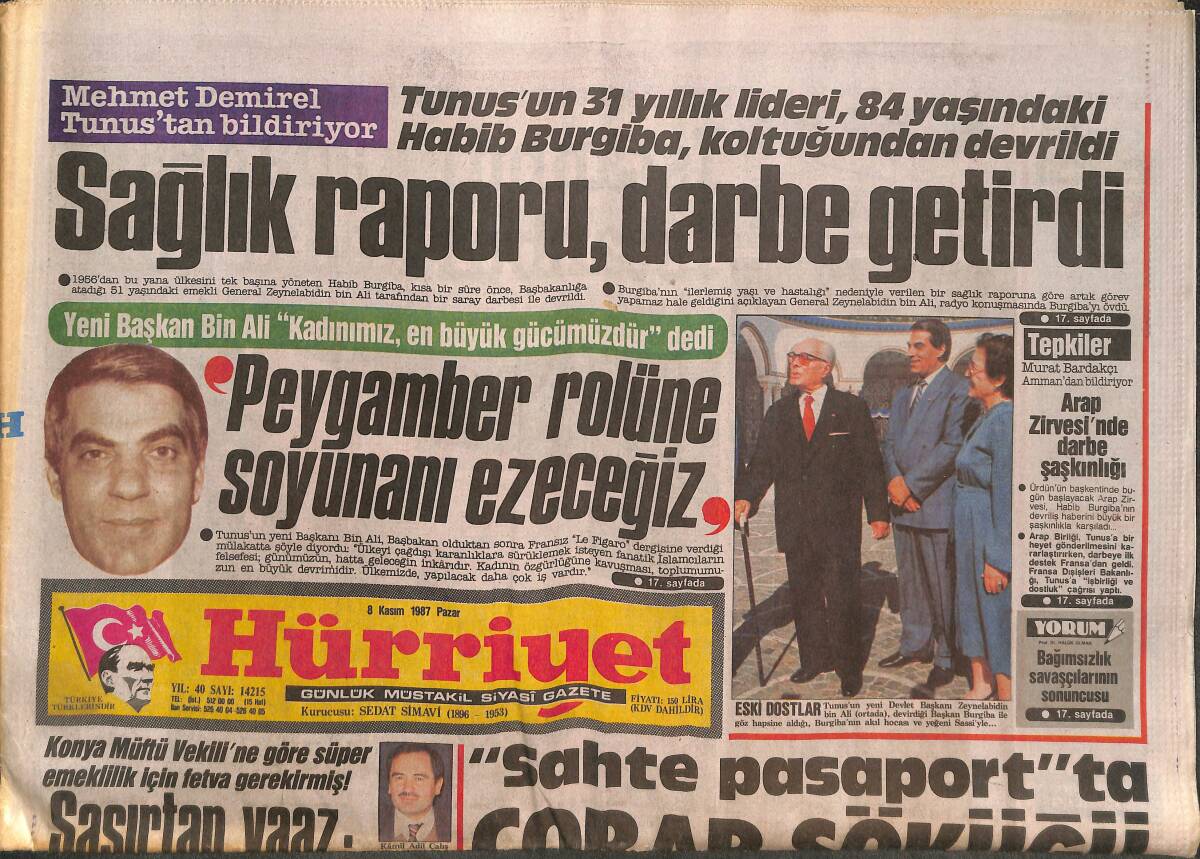 Hürriyet Gazetesi 8 Kasım 1987 - Türkan Şoray'ın Ayrılık Öyküsü - Fenerbahçe'nin Dönüşü GZ142363 - 1