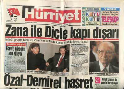 Hürriyet Gazetesi 8 Kasım 1991 - Leyla Zana İle Dicle Kapı Dışarı GZ58603 - 1