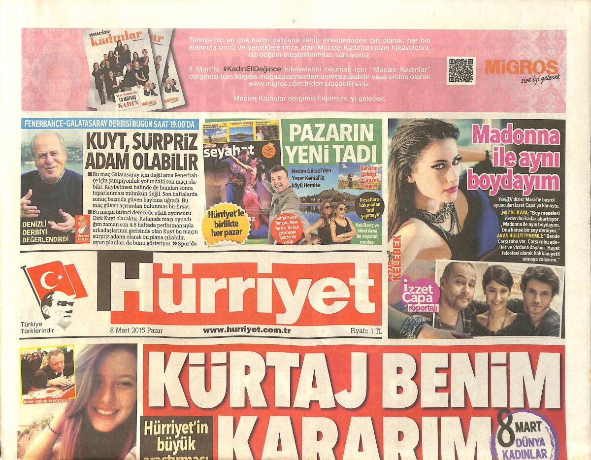 Hürriyet Gazetesi 8 Mart 2015 - Yeni Passat 2015'te Yılın Otomobili - Bakanlıkta Böcek Mührü GZ159637 - 1