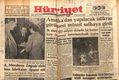 Hürriyet Gazetesi 8 Mayıs 1955 - Adnan Menderes Fabrikaları Ziyaret Etti GZ71158 - 2