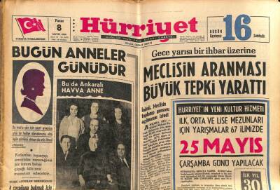 Hürriyet Gazetesi 8 Mayıs 1966 - Gece Yarısı Bir İhbar Üzerine Meclisin Aranması Büyük Tepki Yarattı GZ77733 - 1