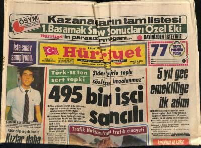 Hürriyet Gazetesi 8 Mayıs 1985 - Türk-İşten Sert Tepki 495 Bin İşçi Sancılı GZ122059 - 1