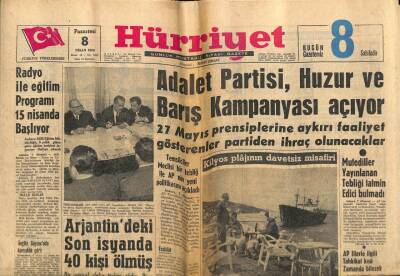 Hürriyet Gazetesi 8 Nisan 1963 - Arjantindeki Son İsyanda 40 Kişi Ölmüş GZ67420 - 2