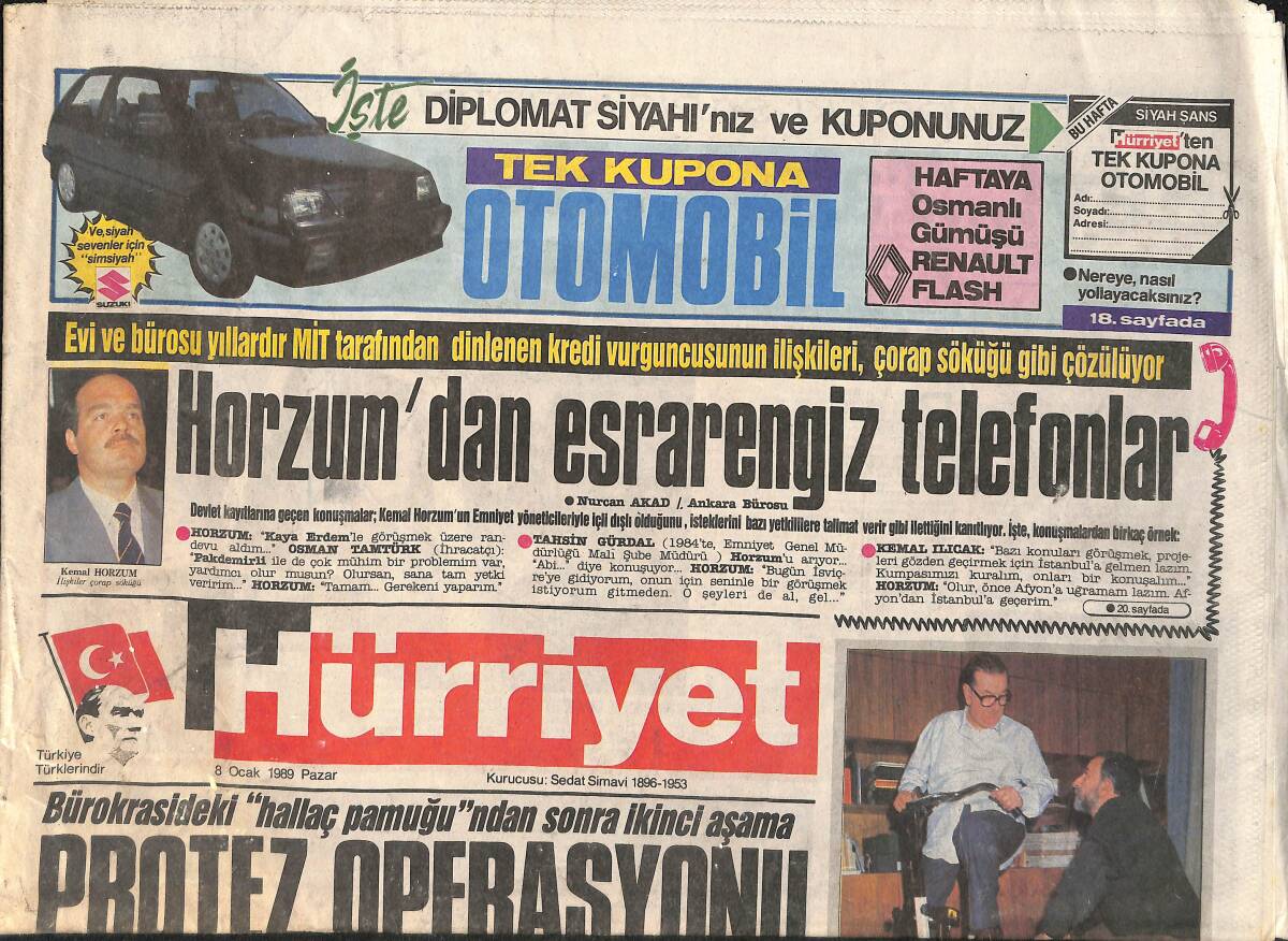 Hürriyet Gazetesi 8 Ocak 1989 - Abacı'ya Kabadayı Alkışları - Verem Haftasında Acı Gerçekler GZ2900 - 1