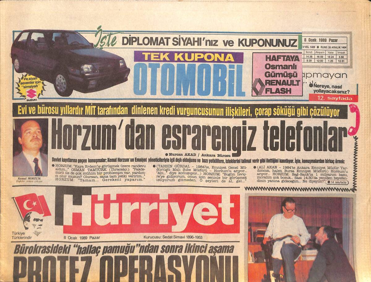 Hürriyet Gazetesi 8 Ocak 1989 - Yerel Seçime Danslı Açılış - Muazzez Abacıya, Kabadayı Alkışları GZ134028 - 1