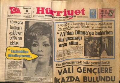 Hürriyet Gazetesi 8 Şubat 1969 - 40 Yaşına Basan Gina Yaşlandıkça Güzelleşiyorum GZ82128 - 1