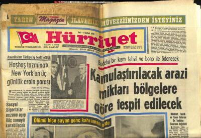 Hürriyet Gazetesi 8 Şubat 1972 - Haşhaş Tazminatı Newyorkun 3 Günlük Eroin Parası GZ54938 - 1