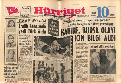 Hürriyet Gazetesi 8 Temmuz 1965 - Yugoslavyada Trafik Kazasında Yedi Türk Öldü GZ68686 - 2