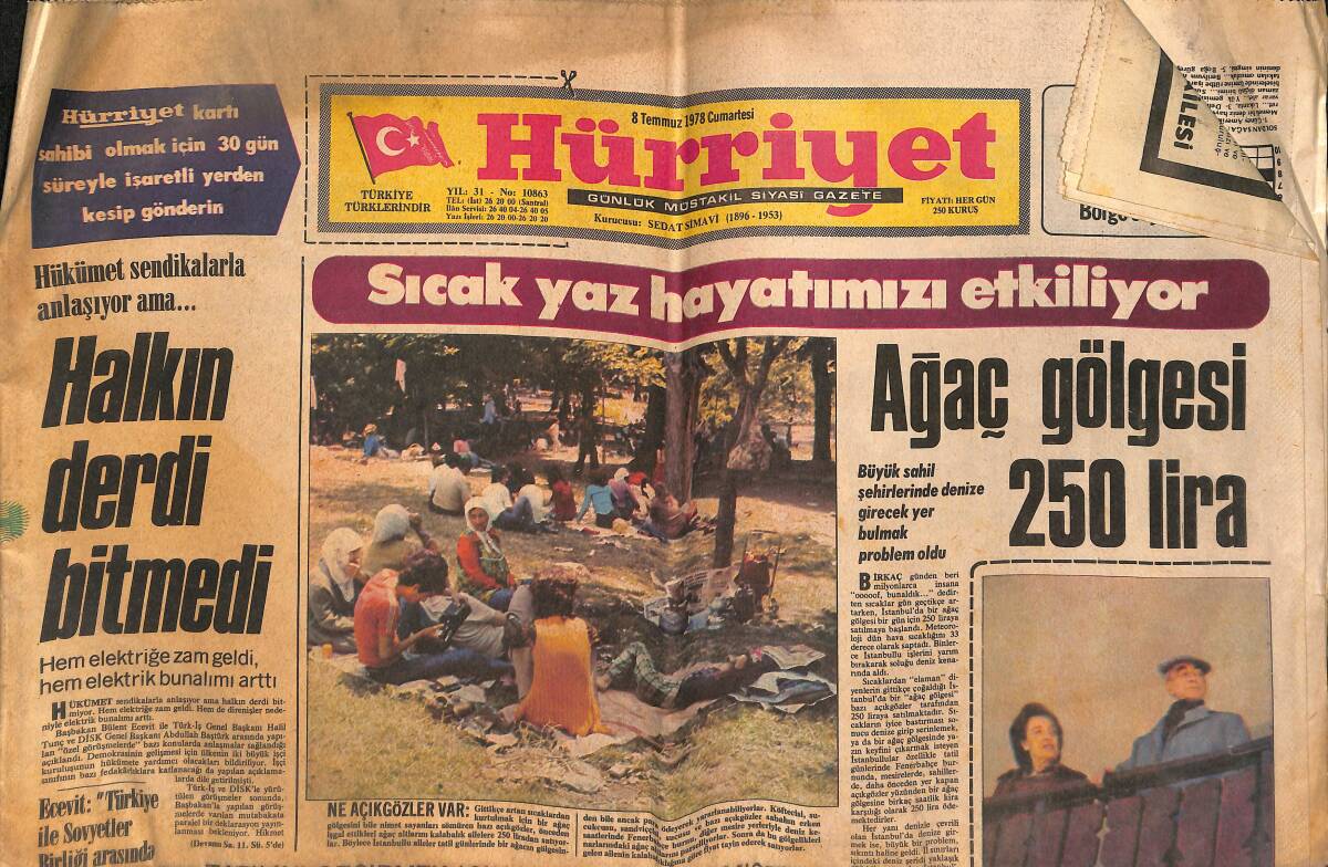 Hürriyet Gazetesi 8 Temmuz 1978 - Siyasetle Uğraşan Dernekler Kapatılıyor - Afrika'da 7 Yerde Savaş Var GZ134585 - 1