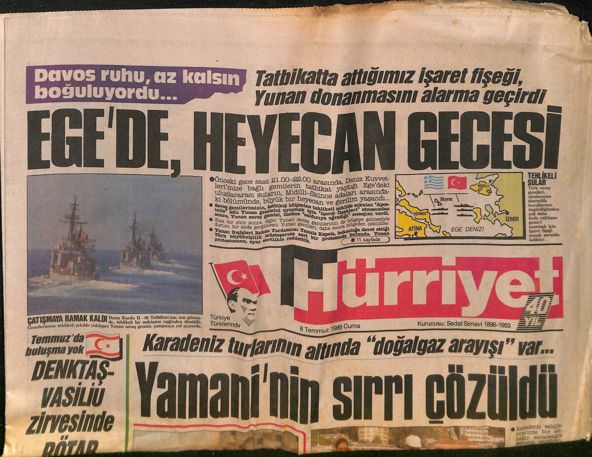 Hürriyet Gazetesi 8 Temmuz 1988 - Evren'e Titiz Protokol - Milletvekilinden Yalanlama - Eski Bakanlardan Menteşeoğlu Öldü GZ132447 - 1