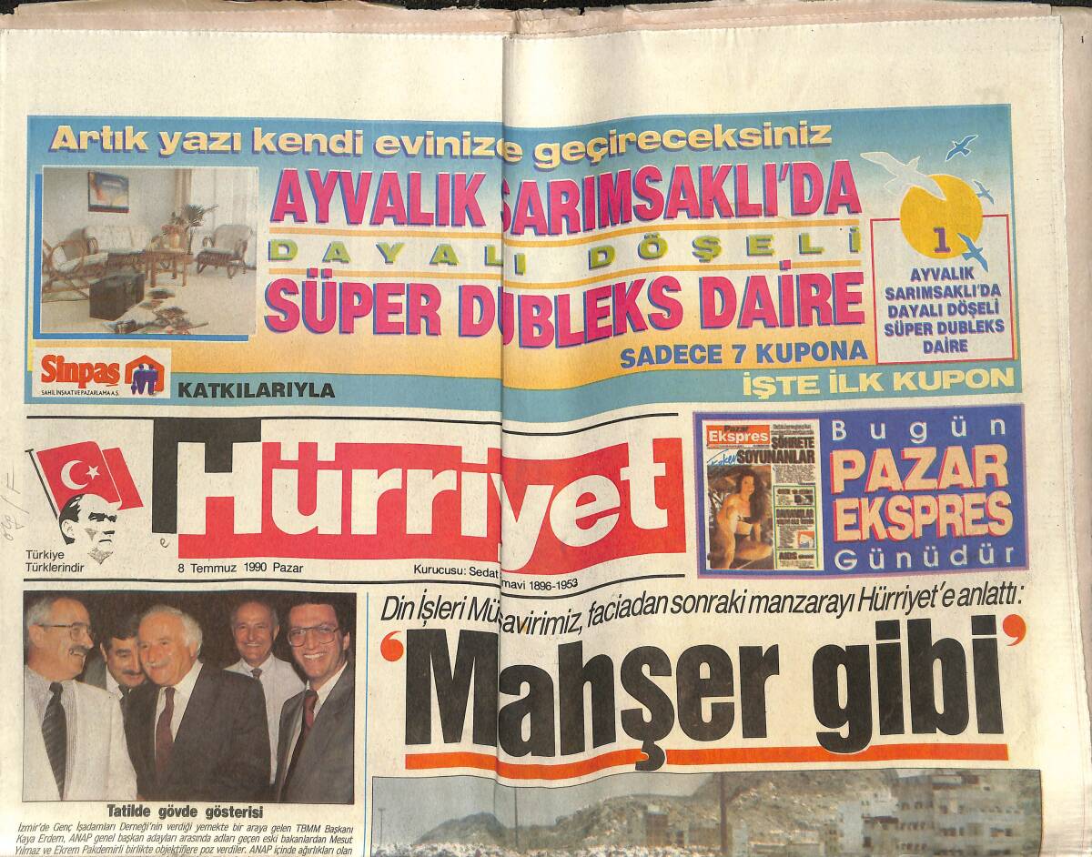 Hürriyet Gazetesi 8 Temmuz 1990 - Roma'da Son Tango - ANAP'ta Bayraklar Açıldı GZ142707 - 1
